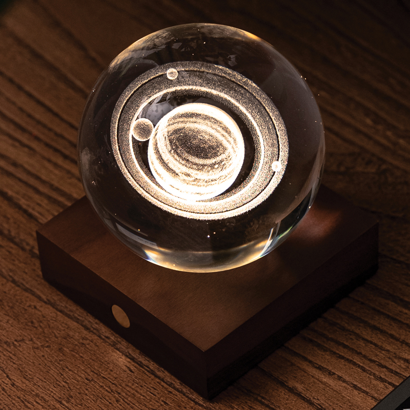 Amber Crystal Night/Desk Lights - Saturn Rings